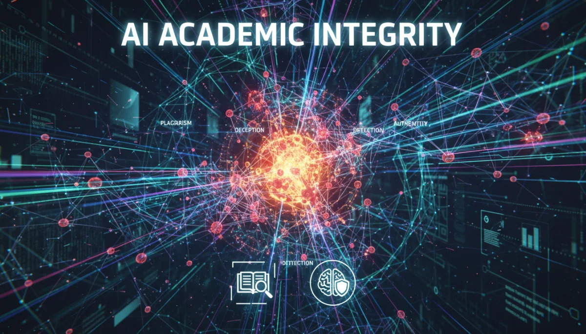 Complex AI algorithm detecting academic misconduct in student work