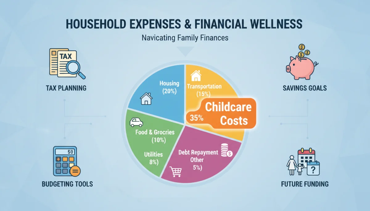 Infographic showing childcare costs as a significant household expense