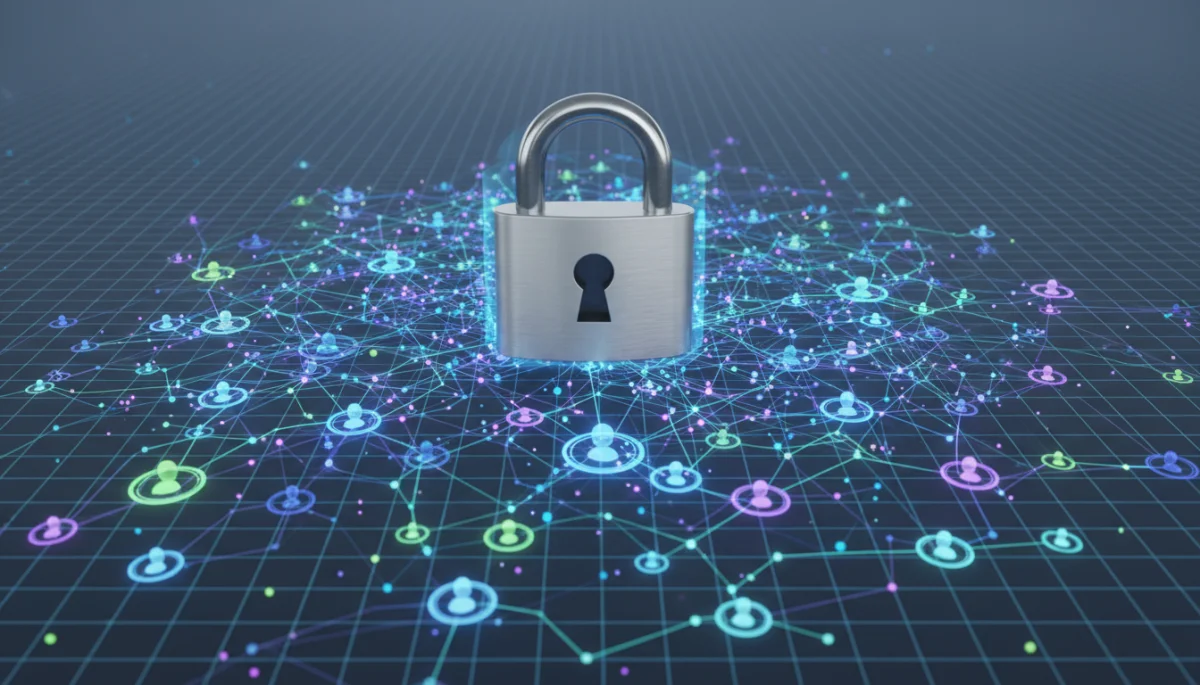 Digital data privacy with a padlock icon representing security concerns