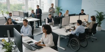 Diverse team collaborating on accessible digital platforms