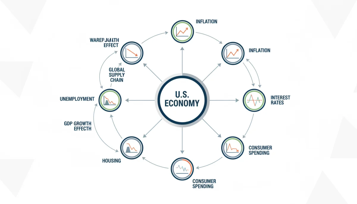 Infographic detailing interconnected economic factors influencing personal wealth.