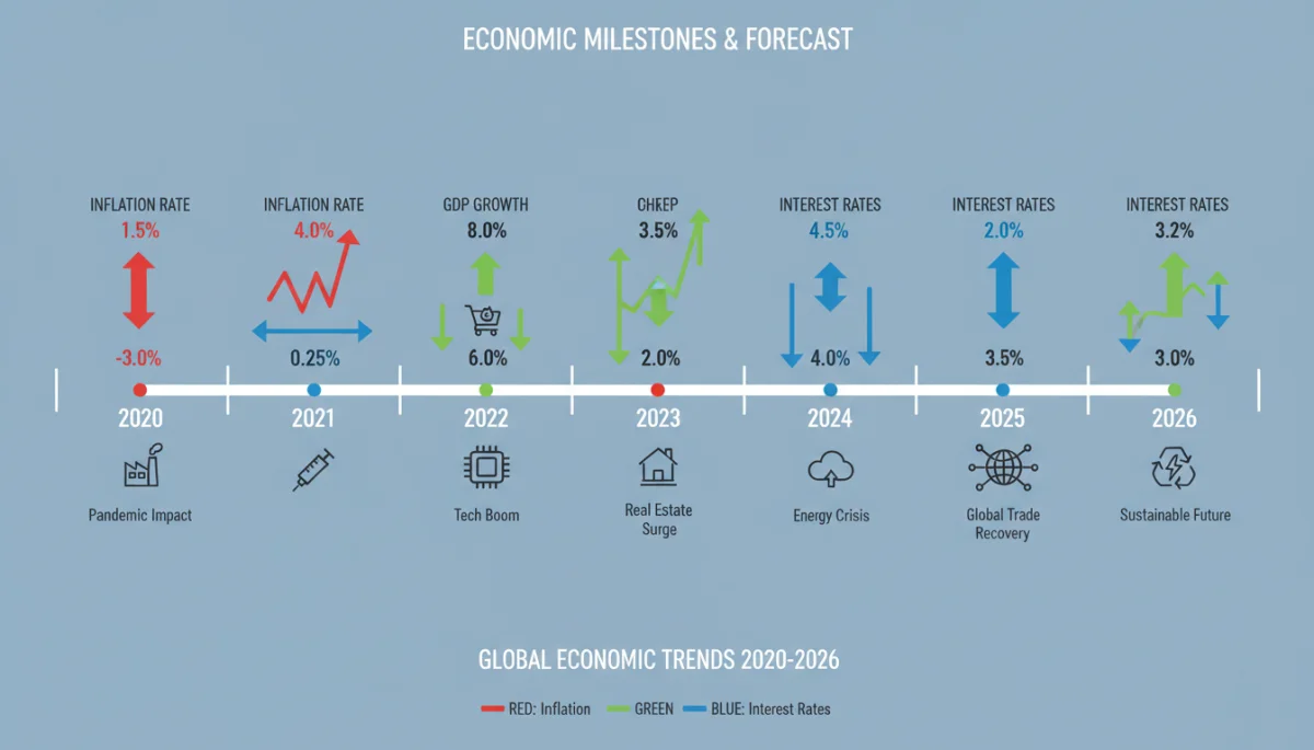 Infographic detailing key economic indicators and trends toward 2026