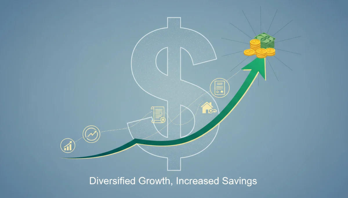 Financial growth chart illustrating increased retirement savings