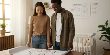 Couple planning finances for marriage, baby, and home in 2026