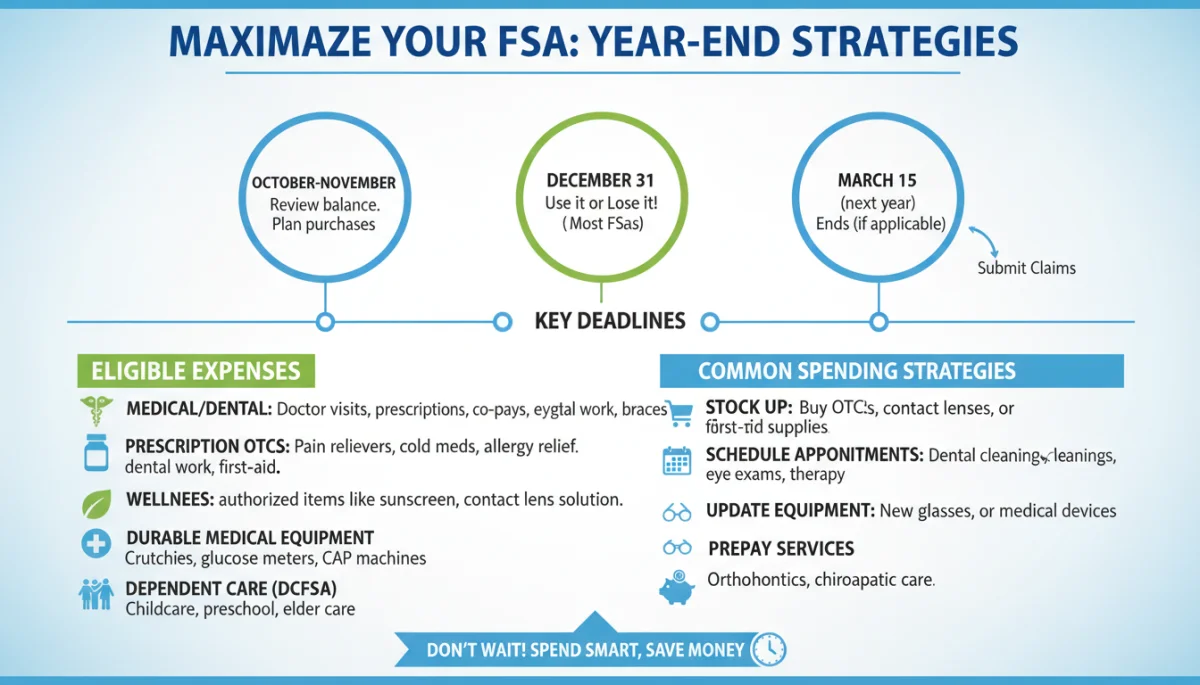FSA spending strategies and deadlines infographic