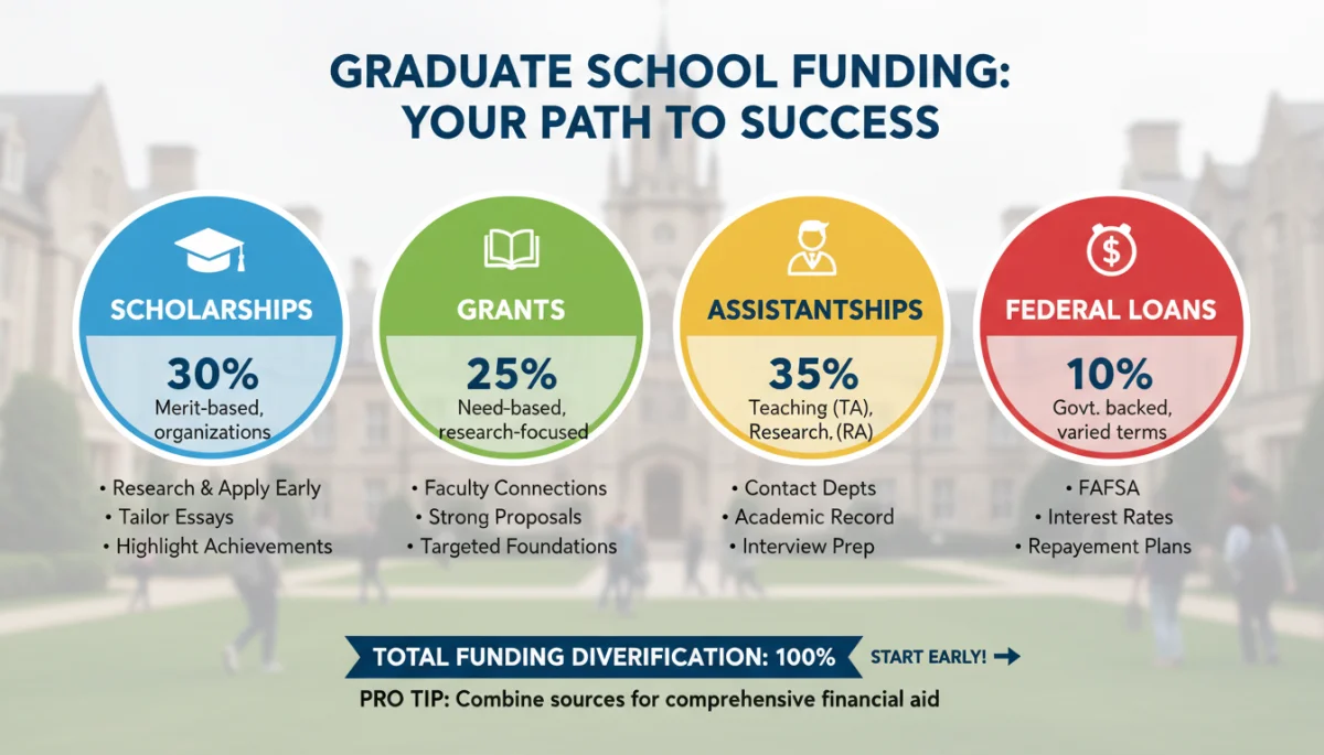 Infographic showing graduate school funding sources