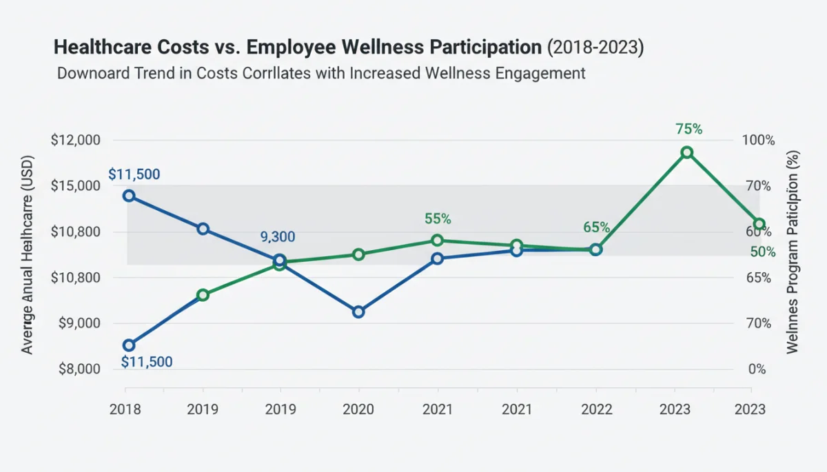 Graph illustrating the correlation between increased wellness program participation and reduced healthcare costs.
