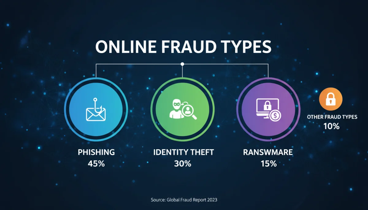 Infographic detailing various types of online fraud and their prevalence