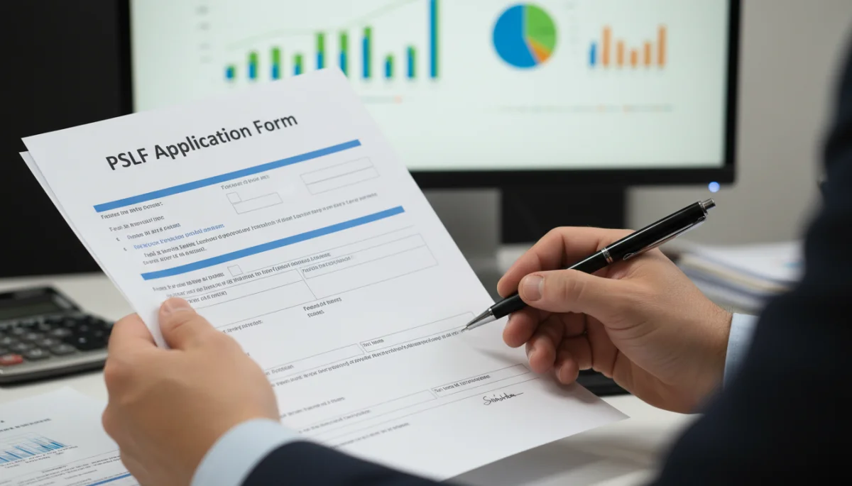 Filling out the PSLF application form for student loan forgiveness