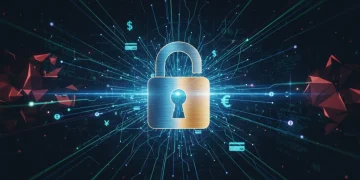 Secure digital commerce network with padlock icon