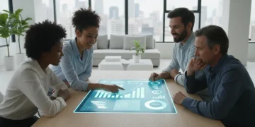 People reviewing financial data on a tablet, symbolizing smart debt consolidation strategies.