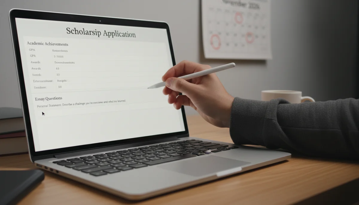 Student completing online U.S. STEM scholarship application form