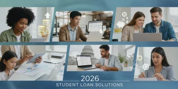Students reviewing loan documents and financial plans for 2026