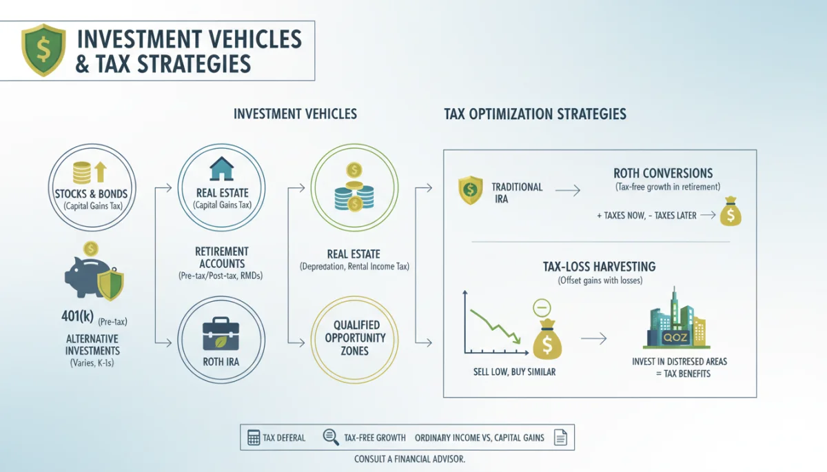 Infographic showing tax optimization strategies