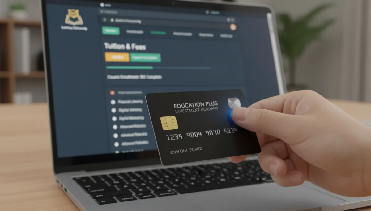 Person making tuition payment online for education benefits