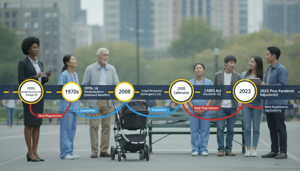 Timeline of unemployment benefit policy changes and extensions