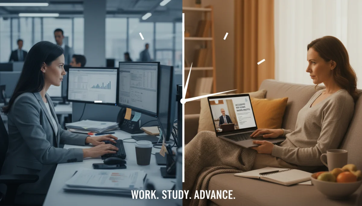 Professional balancing work and online accelerated degree studies